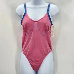 Colsie Pink One Piece Swimsuit Swimwear Bathing Suit Adjustable Mesh Medium‎